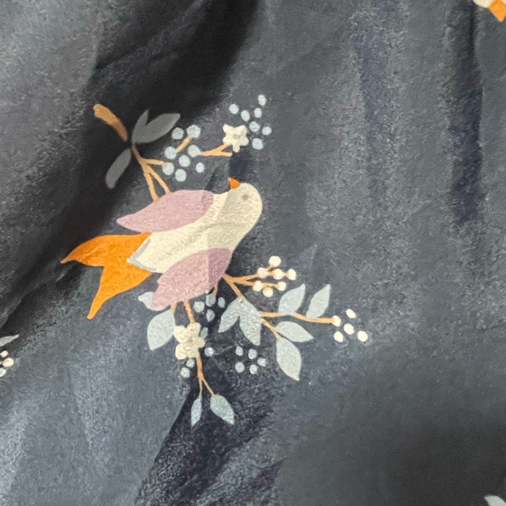 XHILARAYION Juniors Navy Blue Dress with Birds/Glowers Spaghetti Straps Medium - Picture 6 of 9